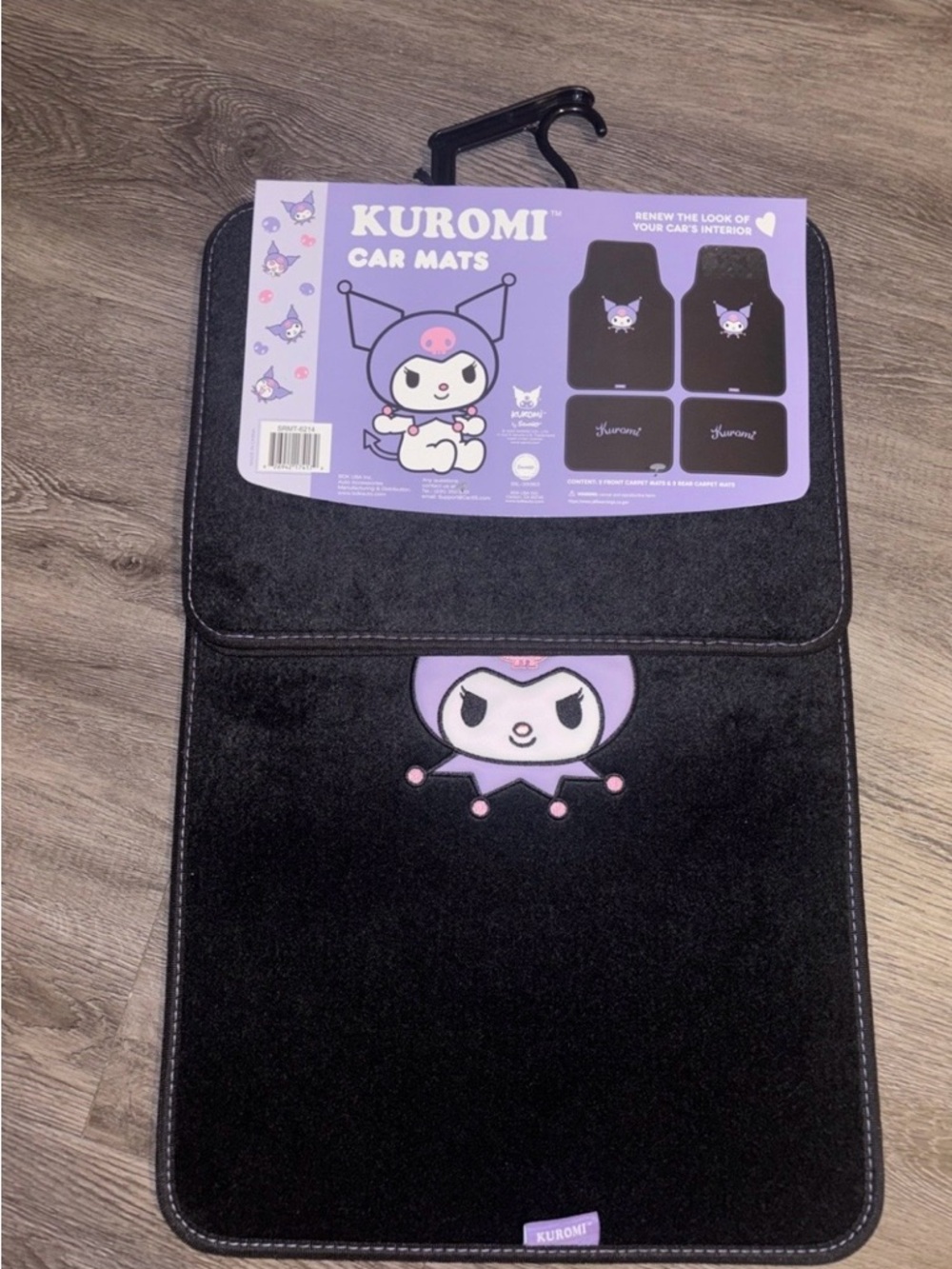 Kuromi Car Floor Mats 4 piece All weather Black & Lavender